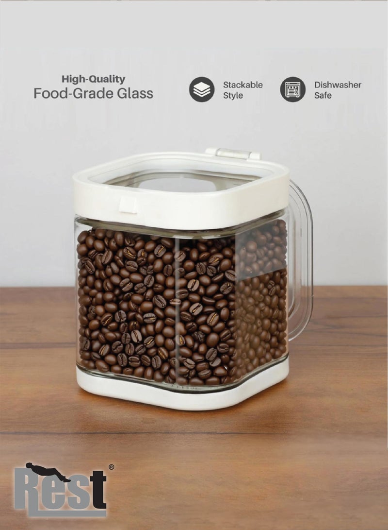 REST Glass Food Storage Jars Set of 3 Containers, High Glass Cookies Jars with sealed airtight Lid, Kitchen Canisters for Coffee, Flour, Sugar, Candy, Cookie, 10.5 x 12.5cm, 900ml (30oz) - Image 3